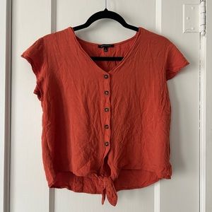 Orange Crop Top with Tie